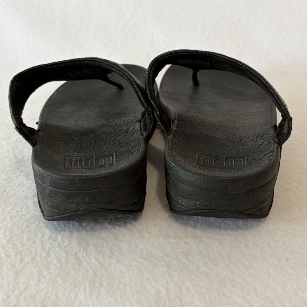 FitFlop Sandals Womens Size 11 Black Shimmer Sparkle Slip On Platform Comfort - Picture 5 of 10